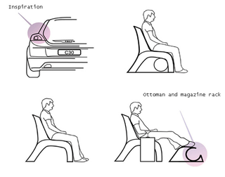 Illustration for article titled Sustainable Cardboard Chair Design Inspired By Volvo C30 Taillight